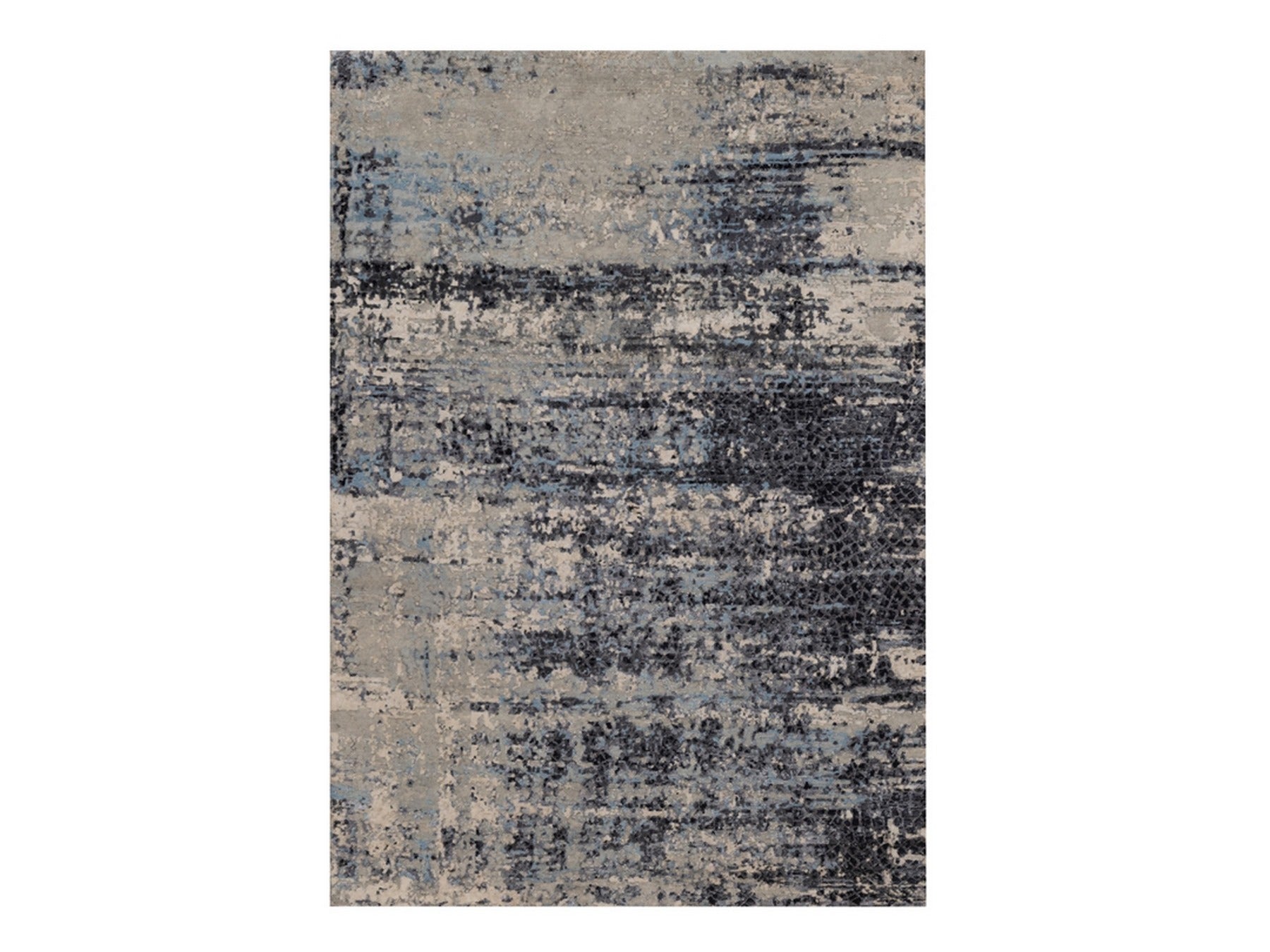 Grey 5'0" x 7'1" Modern and Contemporary Hand knotted Wool/Silk Rug - Sku: O092303