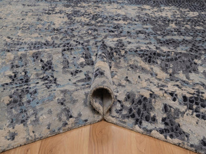 Grey 8'11" x 11'9" Modern and Contemporary Hand knotted Wool/Silk Rug - Sku: O092305