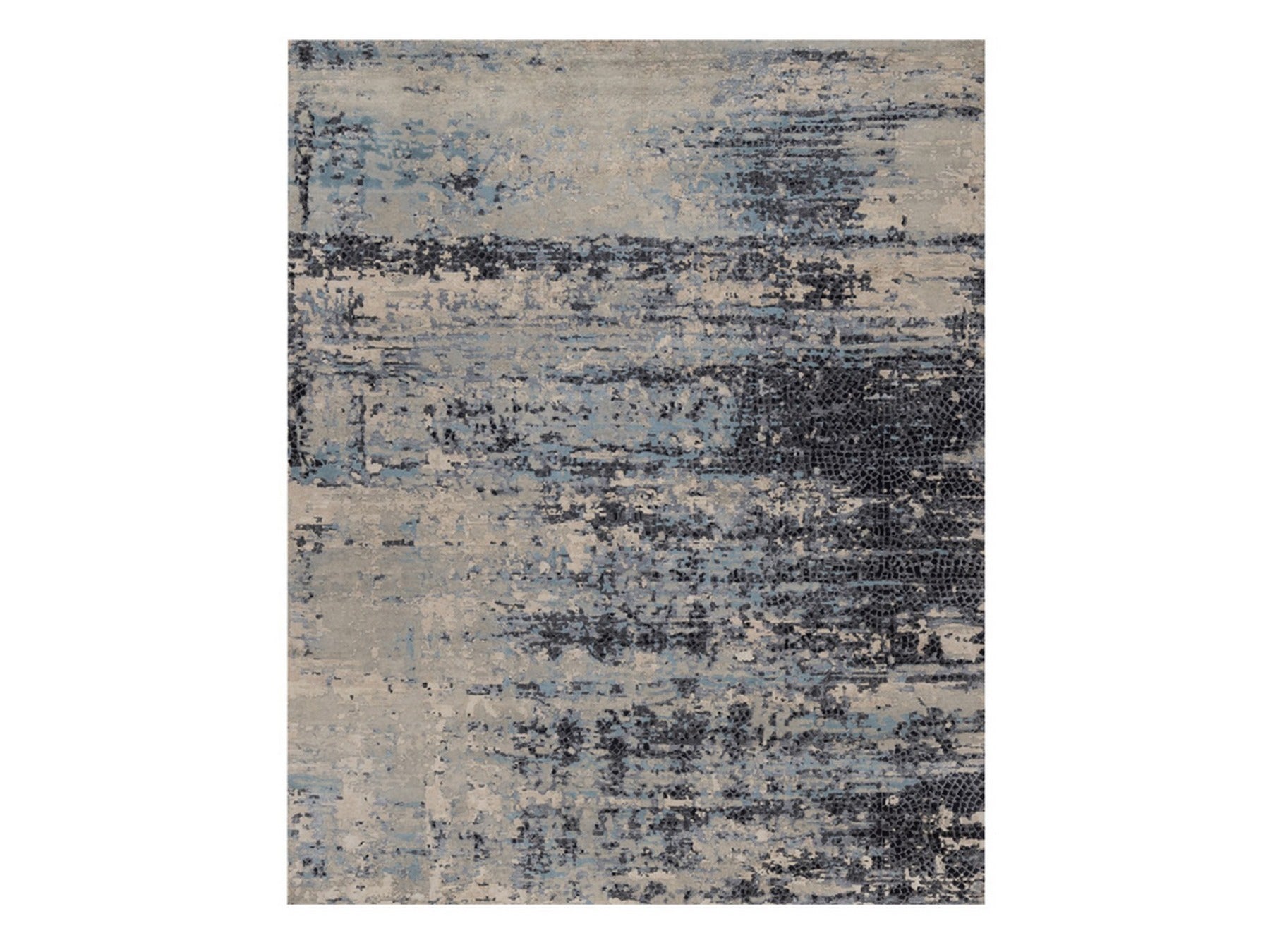 Grey 8'0" x 10'1" Modern and Contemporary Hand knotted Wool/Silk Rug - Sku: O092306
