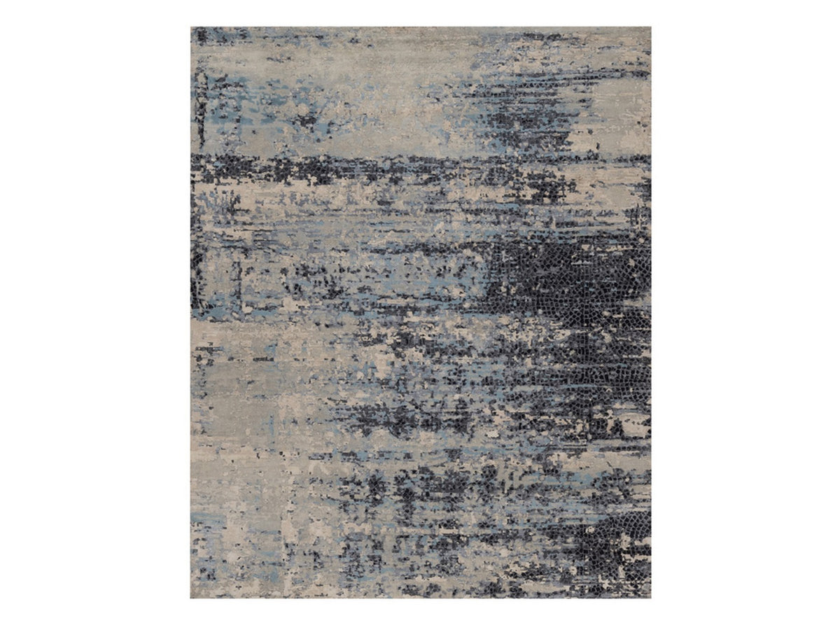 Modern / Contemporary hand-knotted wool/silk rug in Gray, 8' x 10'1" — SKU O092306