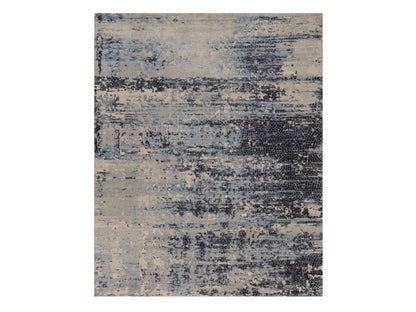 Modern / Contemporary hand-knotted wool/silk rug in Gray, 8' x 10'1" — SKU O092306