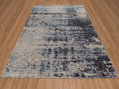 Modern / Contemporary hand-knotted wool/silk rug in Gray, 8' x 10'1" — SKU O092306 (view 2)