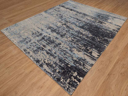 Grey 8'0" x 10'1" Modern and Contemporary Hand knotted Wool/Silk Rug - Sku: O092306