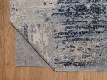 Grey 8'0" x 10'1" Modern and Contemporary Hand knotted Wool/Silk Rug - Sku: O092306