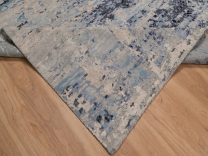 Grey 8'0" x 10'1" Modern and Contemporary Hand knotted Wool/Silk Rug - Sku: O092306