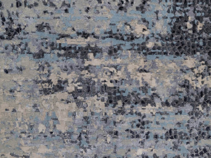 Grey 8'0" x 10'1" Modern and Contemporary Hand knotted Wool/Silk Rug - Sku: O092306