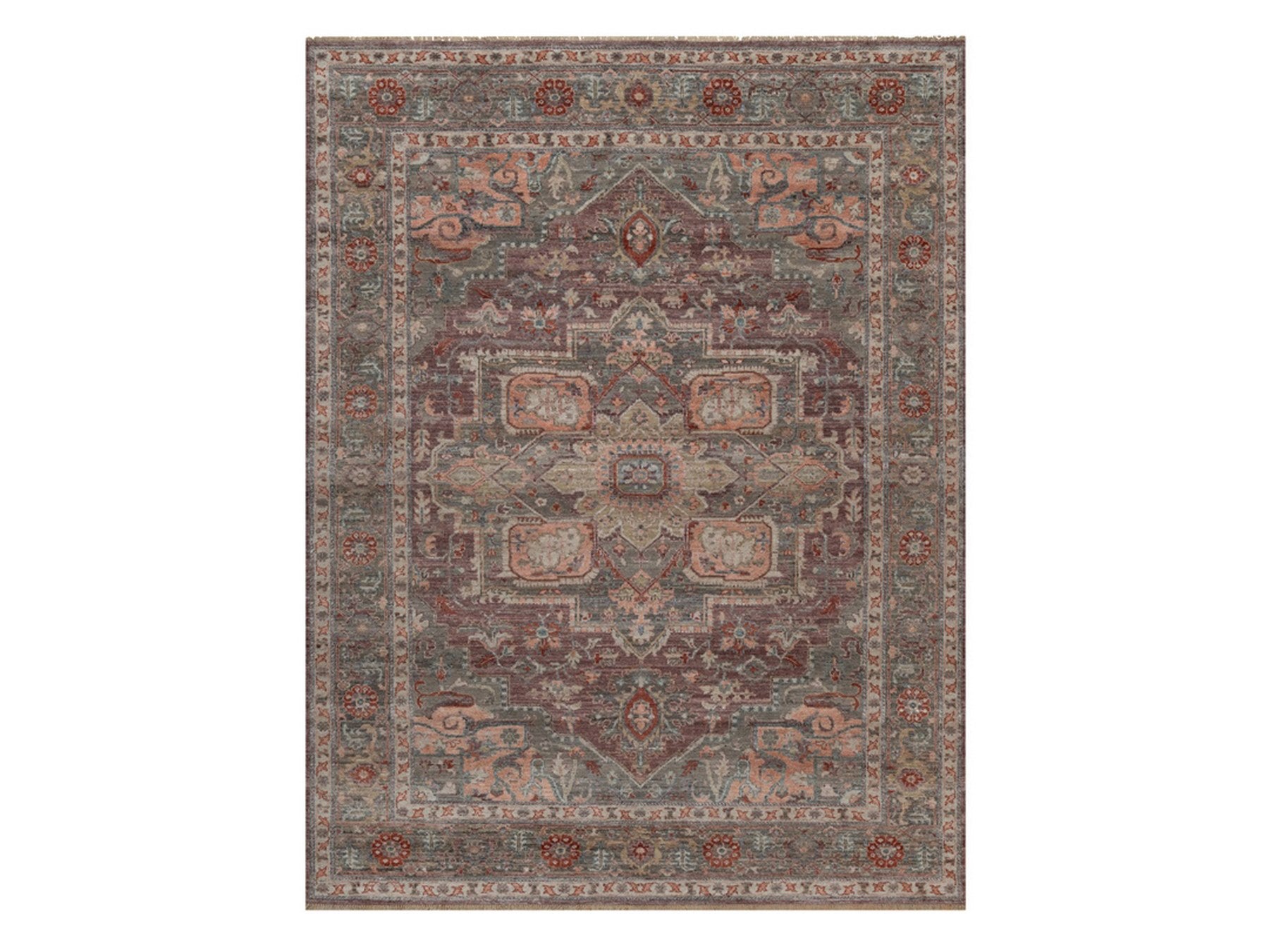 Heriz Heriz hand-knotted wool rug in Red & Gray, 8'11" x 11'8" — SKU O092307