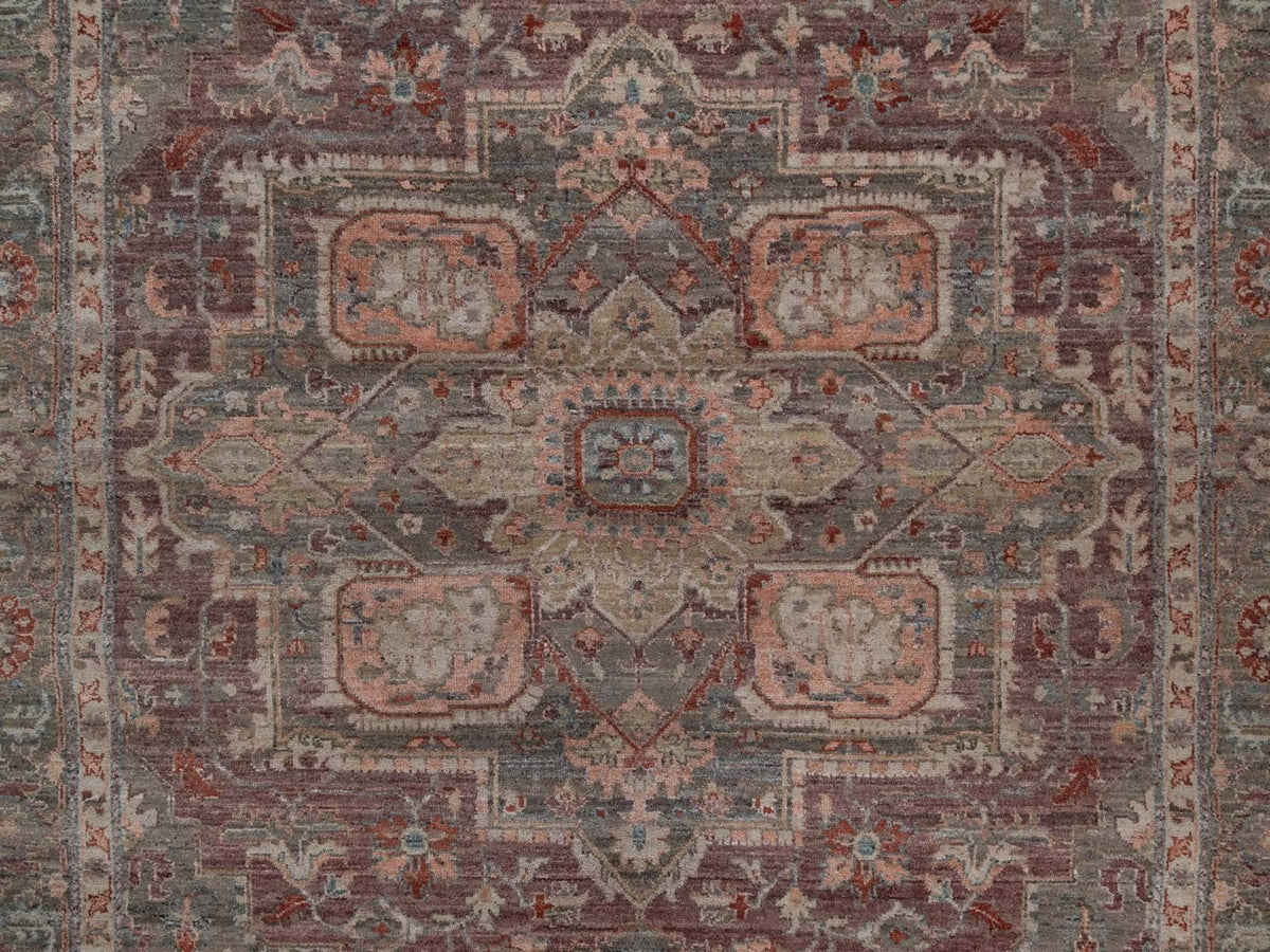 Heriz Heriz hand-knotted wool rug in Red & Gray, 8'11" x 11'8" — SKU O092307 (view 8)