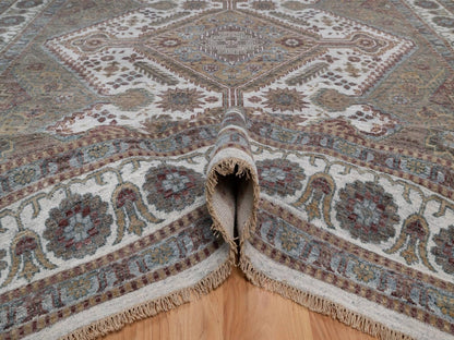 Shiraz Tribal & Geometric hand-knotted wool rug in Ivory, 9'9" x 13'9" — SKU O092308 (view 5)