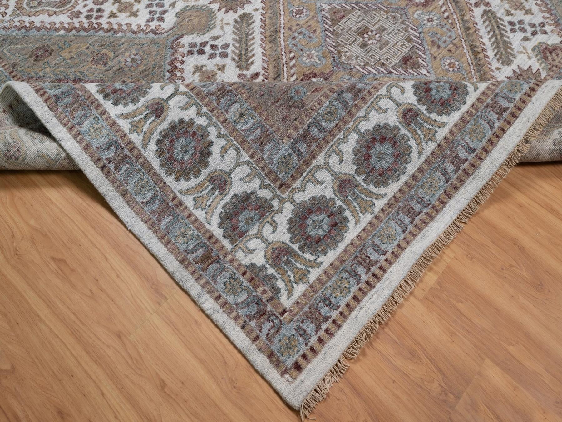 Shiraz Tribal & Geometric hand-knotted wool rug in Ivory, 9'9" x 13'9" — SKU O092308 (view 6)