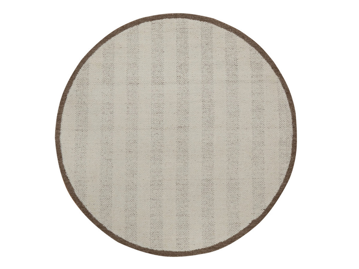 Modern / Contemporary hand-knotted wool rug in Ivory & Chocolate Brown, 5'11" x 5'11" — SKU O092311