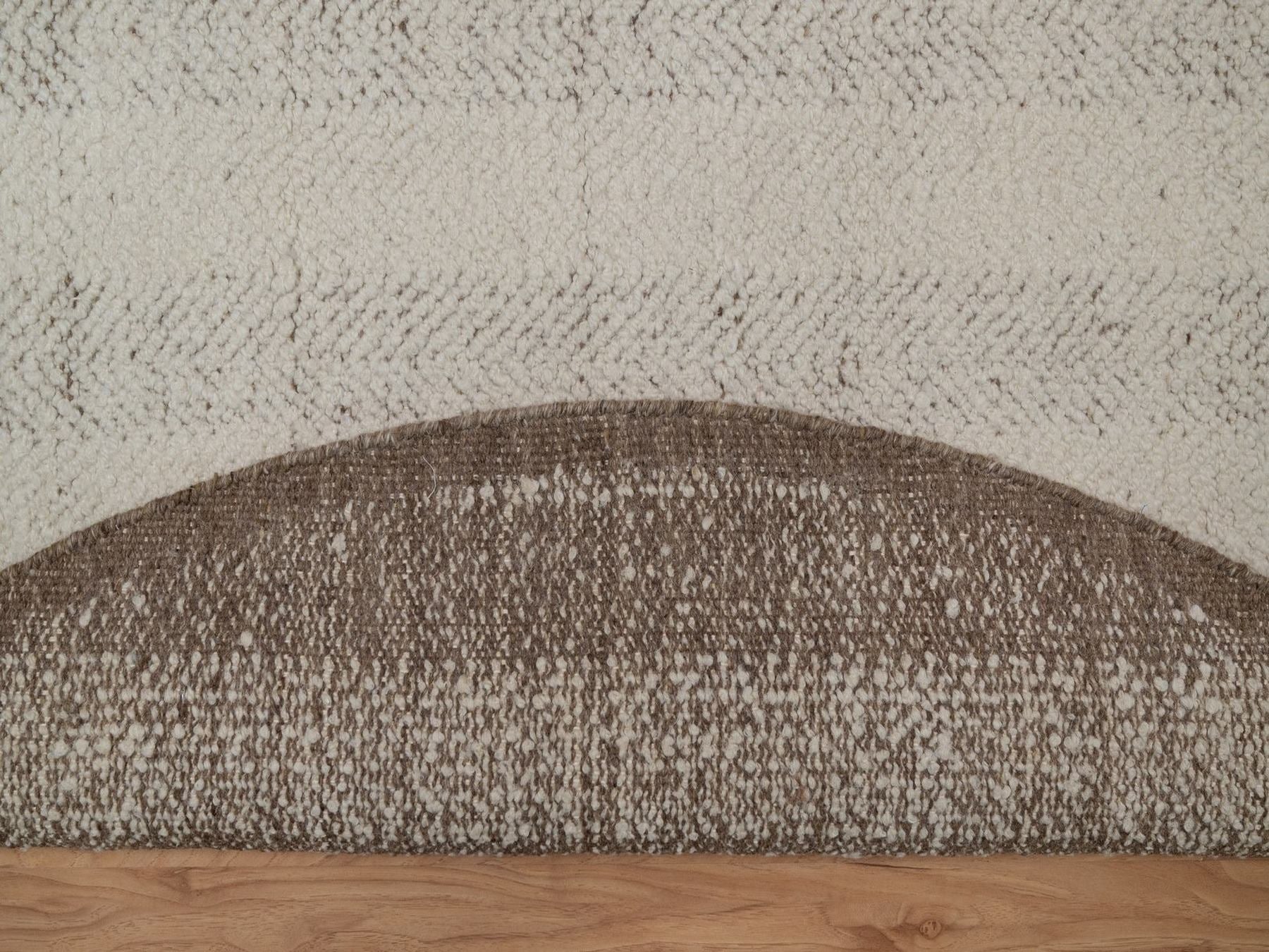 Modern / Contemporary hand-knotted wool rug in Ivory & Chocolate Brown, 5'11" x 5'11" — SKU O092311 (view 3)