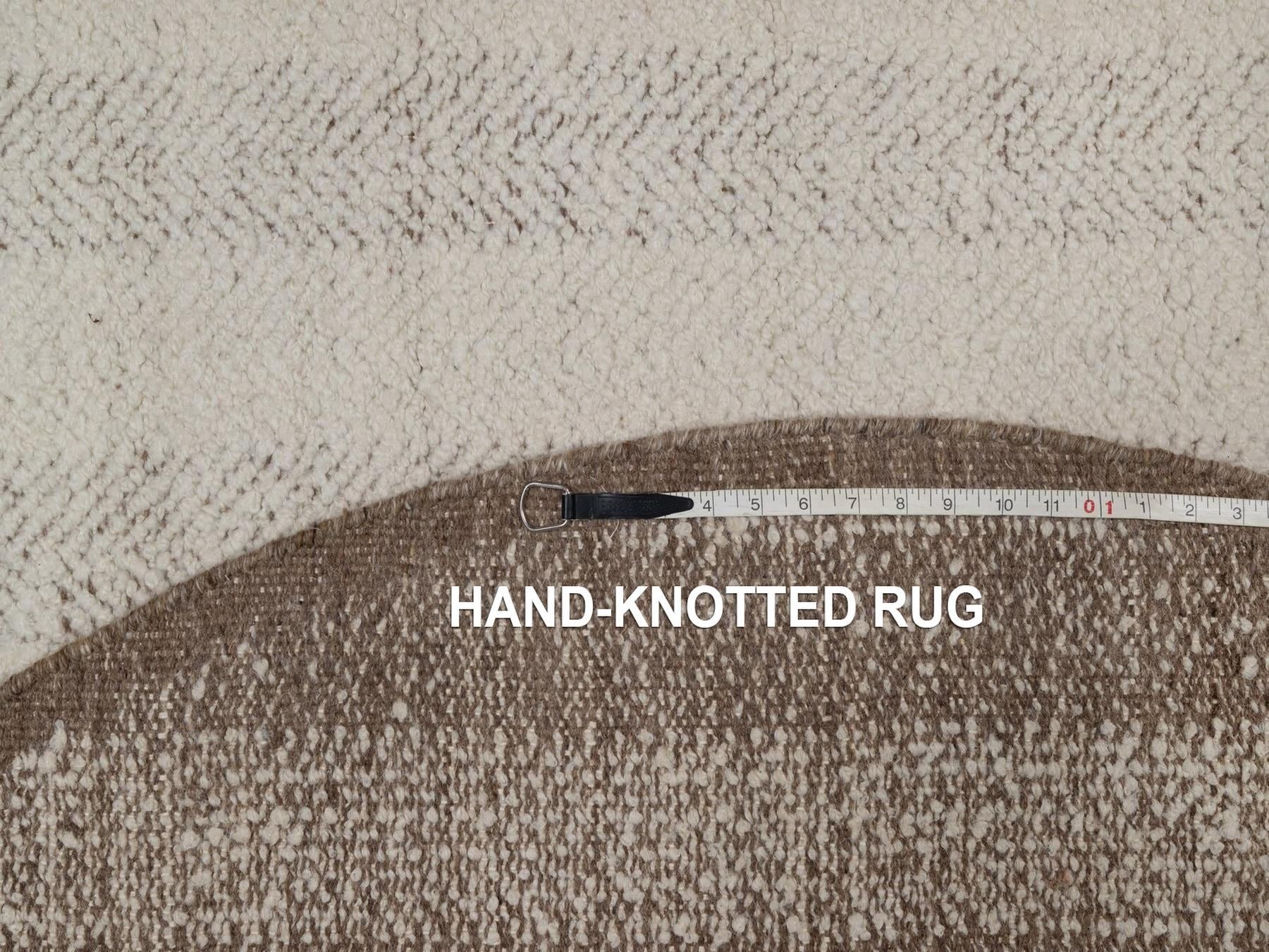 Modern / Contemporary hand-knotted wool rug in Ivory & Chocolate Brown, 5'11" x 5'11" — SKU O092311 (view 8)