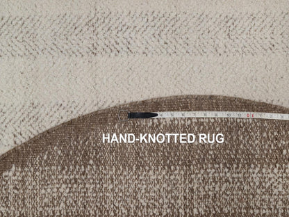 Modern / Contemporary hand-knotted wool rug in Ivory & Chocolate Brown, 5'11" x 5'11" — SKU O092311 (view 8)