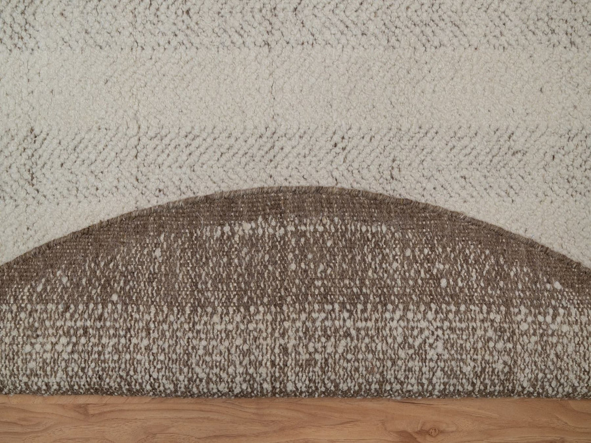 Modern / Contemporary hand-knotted wool rug in Ivory & Chocolate Brown, 5'11" x 5'11" — SKU O092312 (view 3)