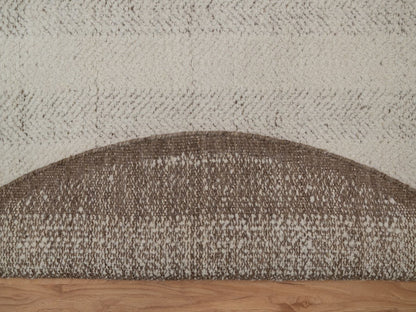 Modern / Contemporary hand-knotted wool rug in Ivory & Chocolate Brown, 5'11" x 5'11" — SKU O092312 (view 3)