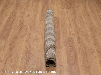 Modern / Contemporary hand-knotted wool rug in Ivory & Chocolate Brown, 5'11" x 5'11" — SKU O092312 (view 6)