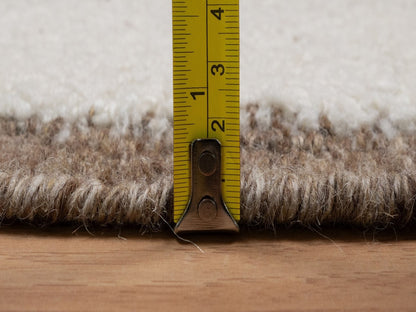 Modern / Contemporary hand-knotted wool rug in Ivory & Chocolate Brown, 5'11" x 5'11" — SKU O092312 (view 7)