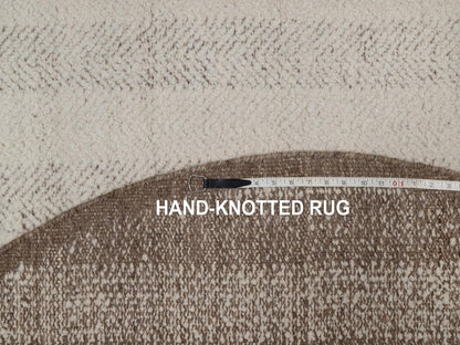 Modern / Contemporary hand-knotted wool rug in Ivory & Chocolate Brown, 5'11" x 5'11" — SKU O092312 (view 8)