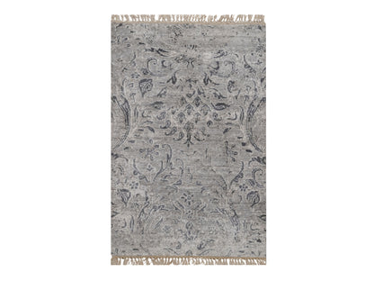 Transitional hand-knotted wool/silk rug in Gray, 2' x 3' — SKU O092317