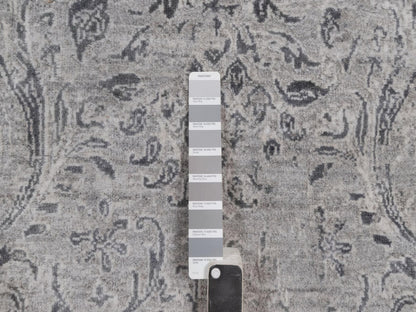 Transitional hand-knotted wool/silk rug in Gray, 1'11" x 3' — SKU O092318 (view 4)