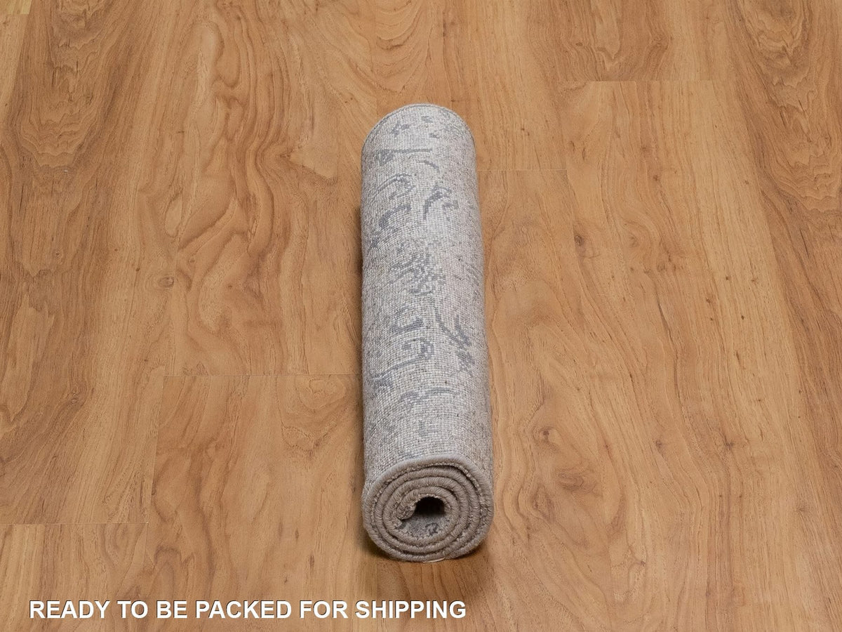 Transitional hand-knotted wool/silk rug in Gray, 1'11" x 3' — SKU O092318 (view 6)