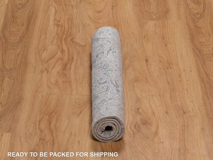 Transitional hand-knotted wool/silk rug in Gray, 1'11" x 3' — SKU O092318 (view 6)