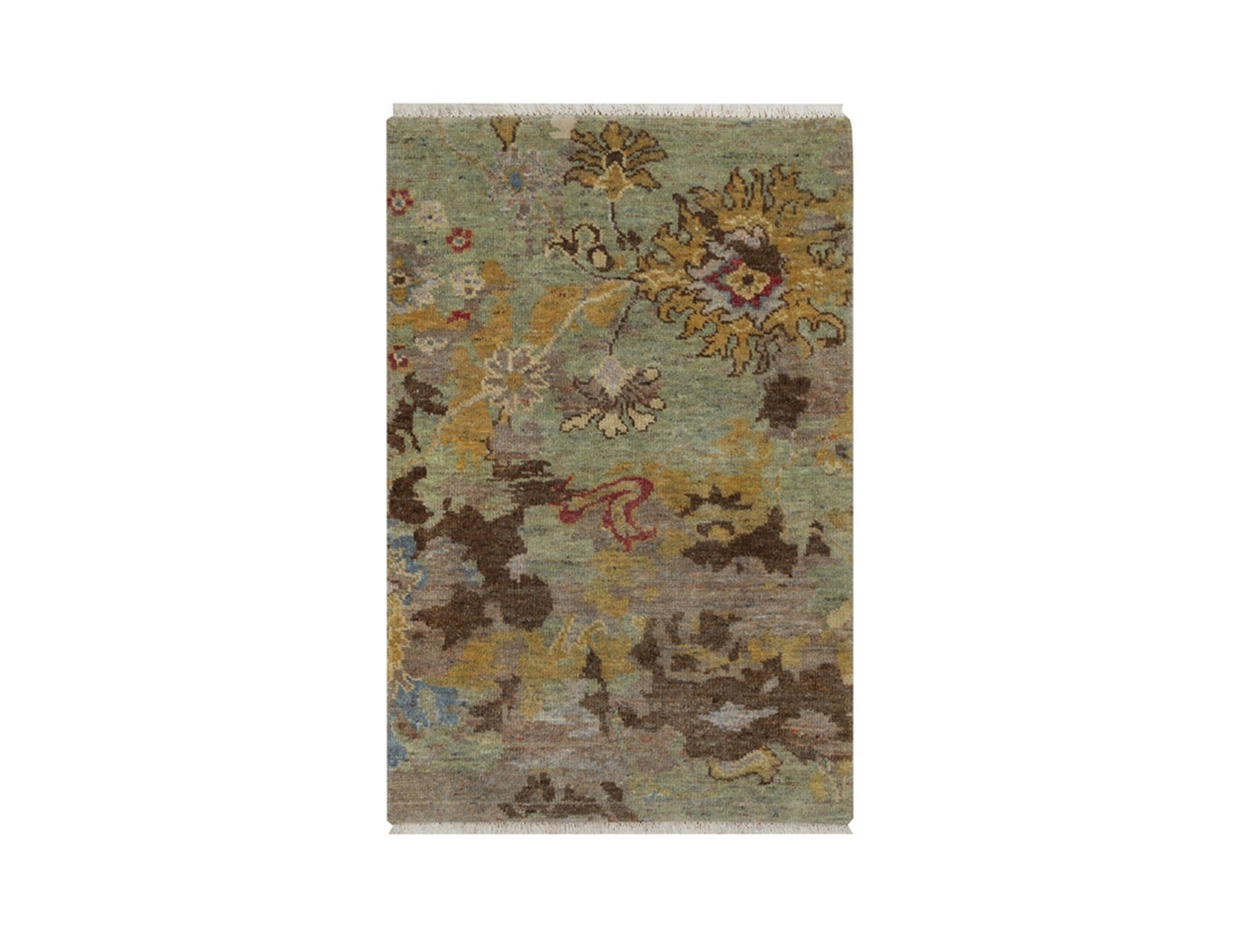 Green 2'0" x 3'0" Oushak And Peshawar Hand knotted Wool Rug - Sku: O092321