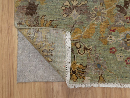 Green 2'0" x 3'0" Oushak And Peshawar Hand knotted Wool Rug - Sku: O092321