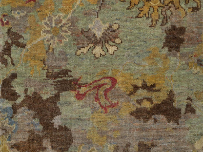 Green 2'0" x 3'0" Oushak And Peshawar Hand knotted Wool Rug - Sku: O092321