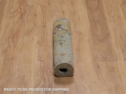 Green 2'0" x 3'0" Oushak And Peshawar Hand knotted Wool Rug - Sku: O092321