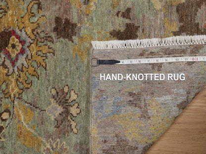 Green 2'0" x 3'0" Oushak And Peshawar Hand knotted Wool Rug - Sku: O092321