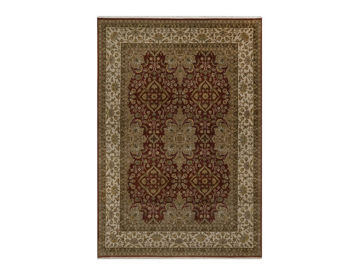 Kashan Fine Oriental hand-knotted wool rug in Red & Ivory, 5' x 7'2" — SKU O092326