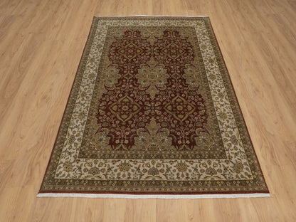 Kashan Fine Oriental hand-knotted wool rug in Red & Ivory, 5' x 7'2" — SKU O092326 (view 2)