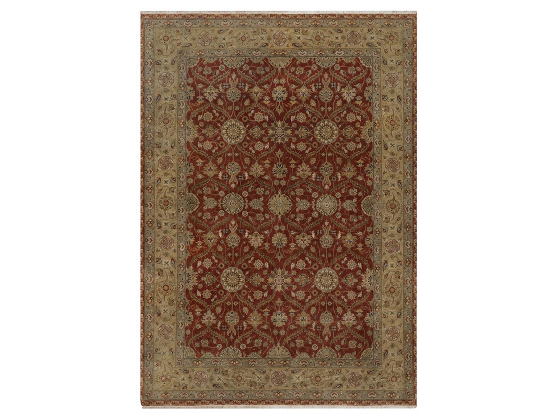 Red 5'6" x 7'9" Fine Oriental Hand knotted Wool/Silk Rug - Sku: O092327