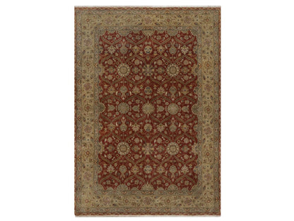 Red 5'6" x 7'9" Fine Oriental Hand knotted Wool/Silk Rug - Sku: O092327