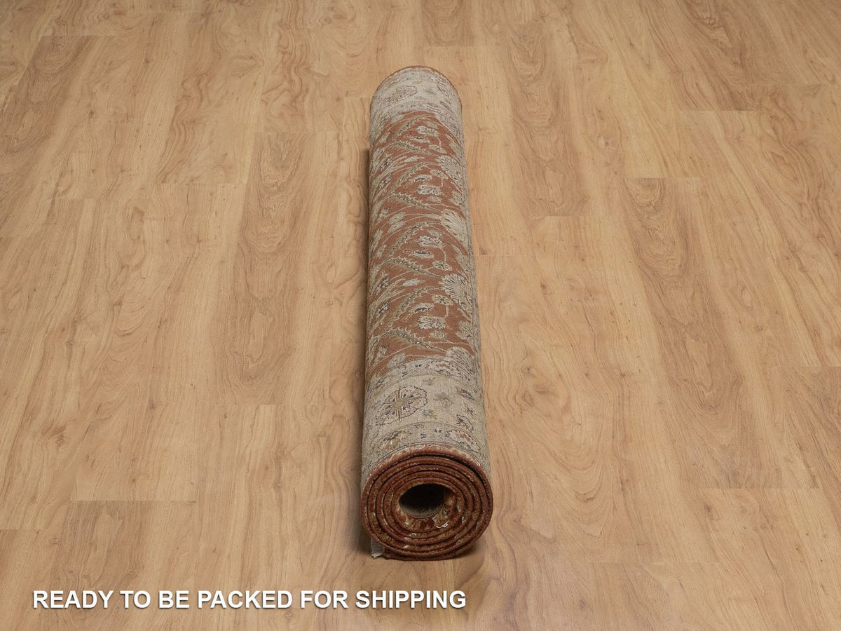 Fine Oriental hand-knotted wool/silk rug in Red & Beige, 5'6" x 7'9" — SKU O092327 (view 6)