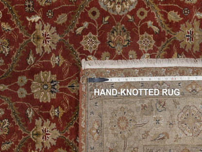 Fine Oriental hand-knotted wool/silk rug in Red & Beige, 5'6" x 7'9" — SKU O092327 (view 8)