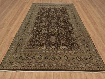 Brown 8'9" x 12'1" Fine Oriental Hand knotted Wool/Silk Rug - Sku: O092329