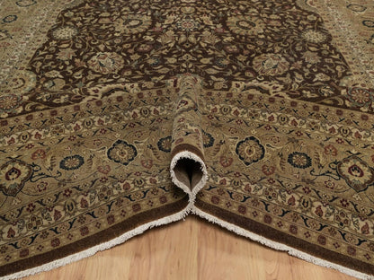 Brown 8'9" x 12'1" Fine Oriental Hand knotted Wool/Silk Rug - Sku: O092329