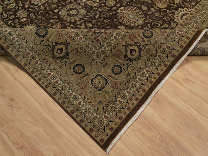 Brown 8'9" x 12'1" Fine Oriental Hand knotted Wool/Silk Rug - Sku: O092329