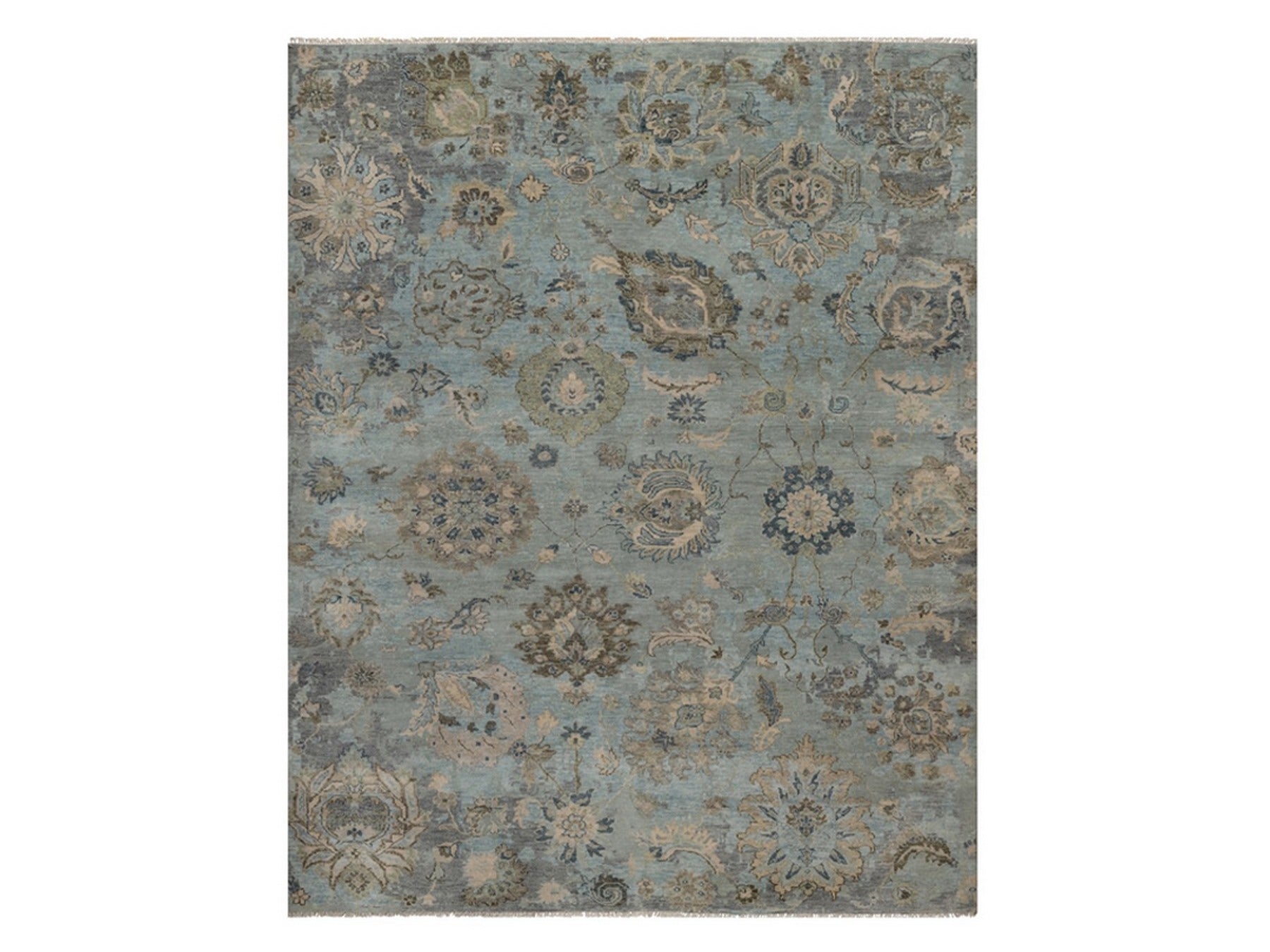 Grey 8'0" x 10'1" Oushak And Peshawar Hand knotted Wool Rug - Sku: O092330
