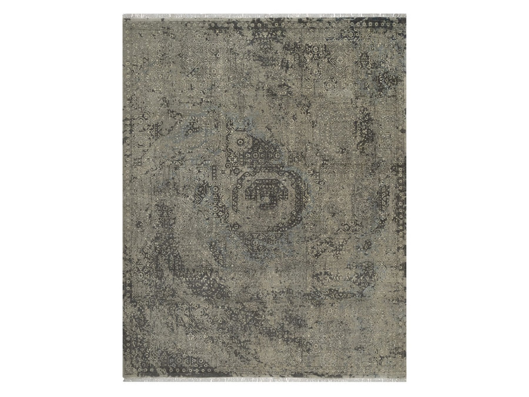 Grey 7'10" x 9'11" Mamluk Hand knotted Wool Rug - Sku: O092331