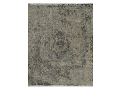 Grey 7'10" x 9'11" Mamluk Hand knotted Wool Rug - Sku: O092331