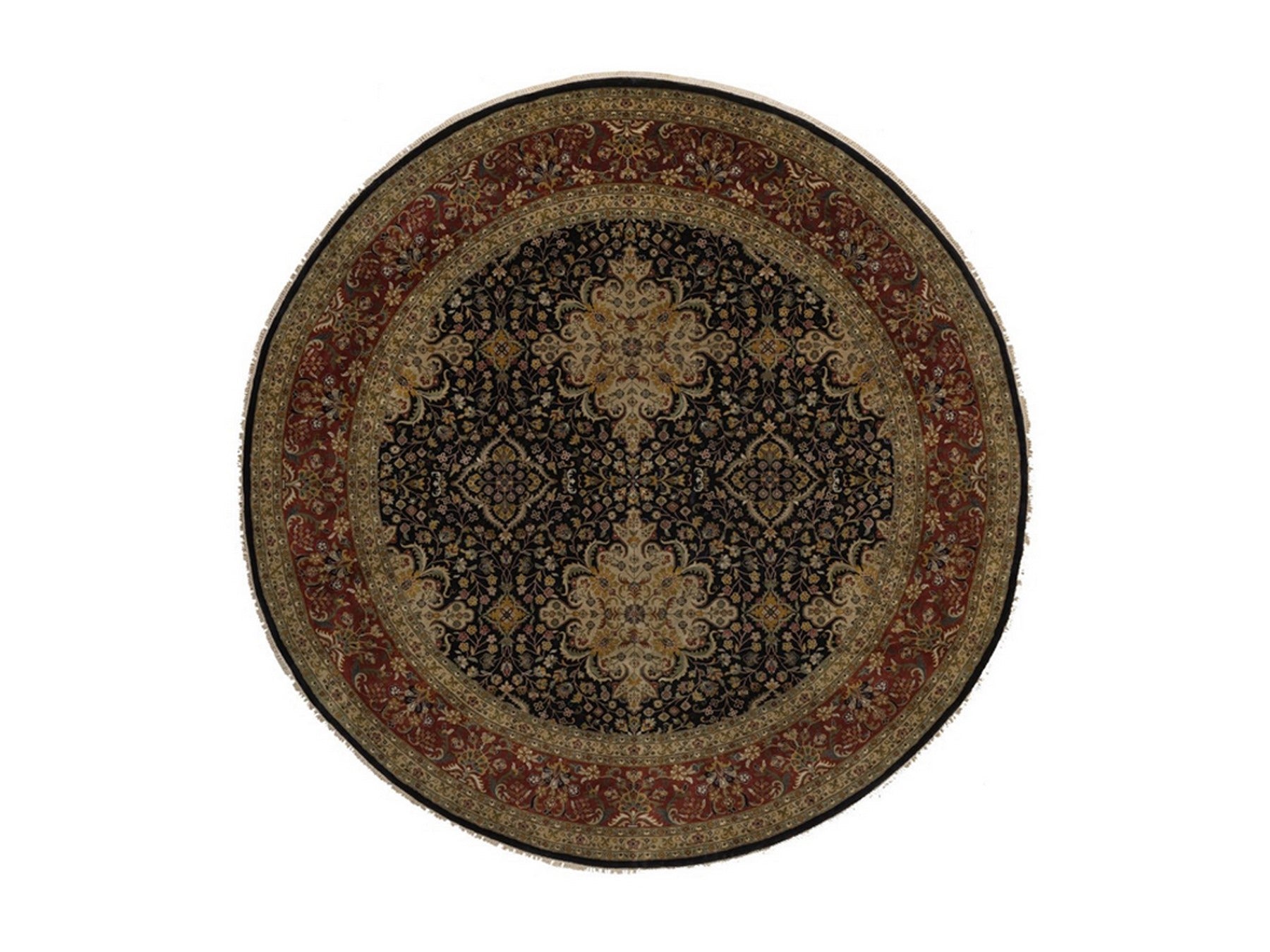 Black 9'0" x 9'0" Fine Oriental Hand knotted Wool Rug - Sku: O092333