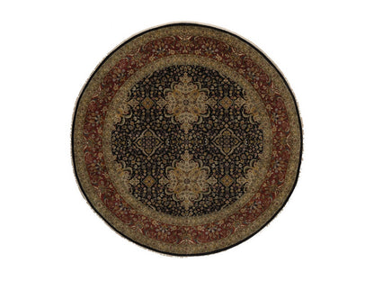Black 9'0" x 9'0" Fine Oriental Hand knotted Wool Rug - Sku: O092333
