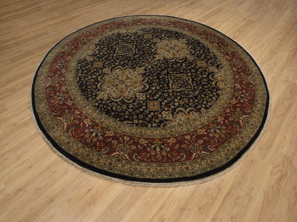 Black 9'0" x 9'0" Fine Oriental Hand knotted Wool Rug - Sku: O092333