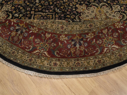 Black 9'0" x 9'0" Fine Oriental Hand knotted Wool Rug - Sku: O092333