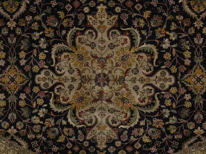 Black 9'0" x 9'0" Fine Oriental Hand knotted Wool Rug - Sku: O092333