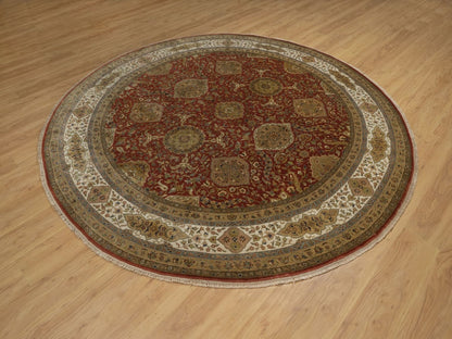 Kashan Fine Oriental hand-knotted wool rug in Red & Ivory, 9' x 9' — SKU O092334 (view 3)